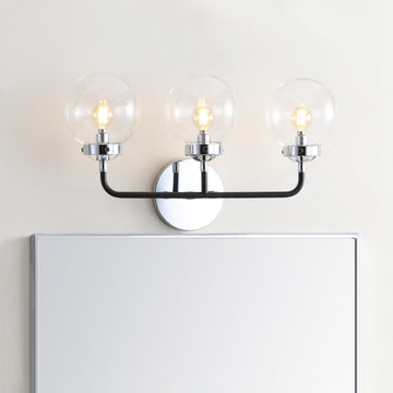 Caleb Brass Vanity Wall Sconce Clear